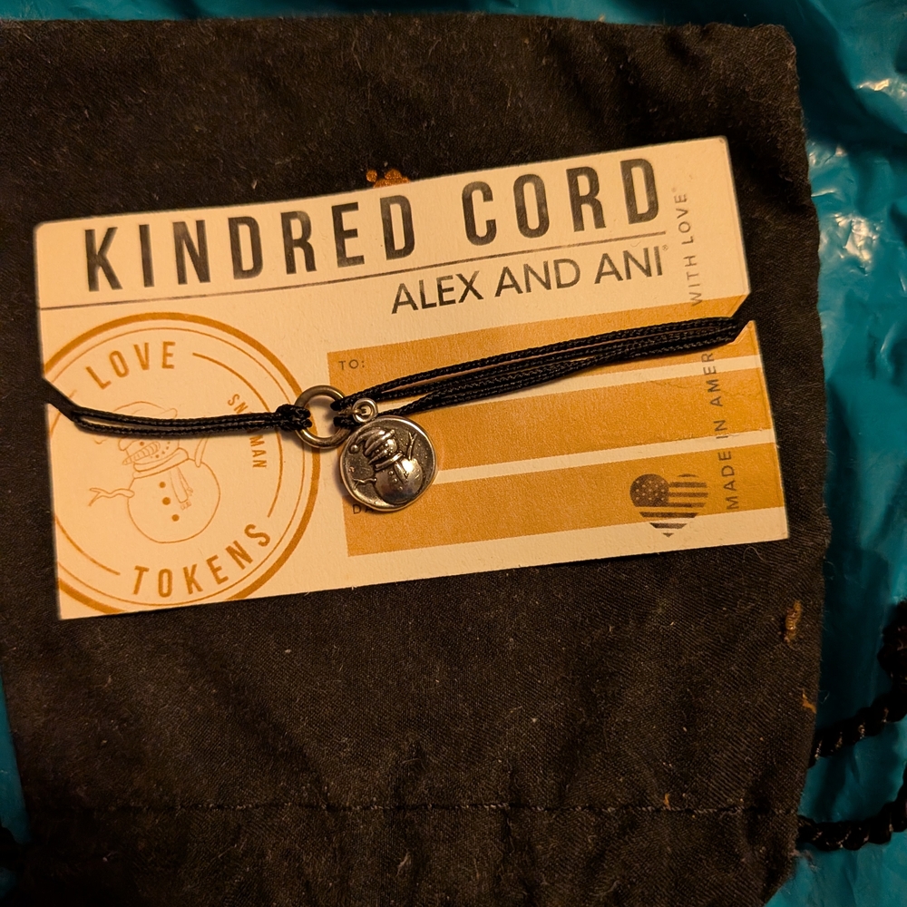 Alex and Ani Winter Snowman Kindred Cord Love Token Bracelet.